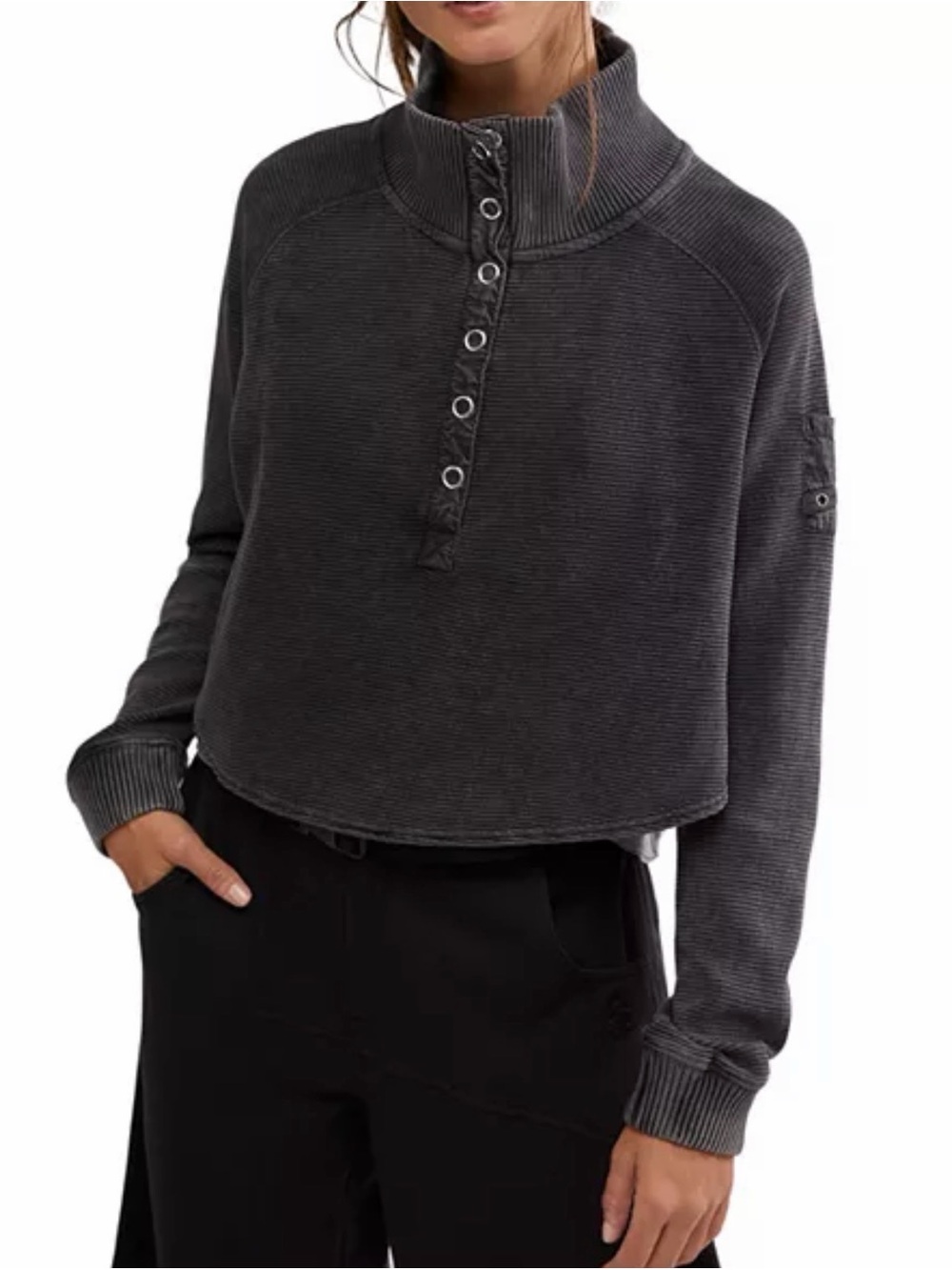 FP Movement Henley Style Oversized Long Sleeve Tee size Small